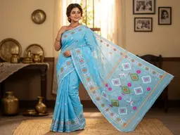 সুতি এবং সিল্কের কম্বিনেশন শাড়ি